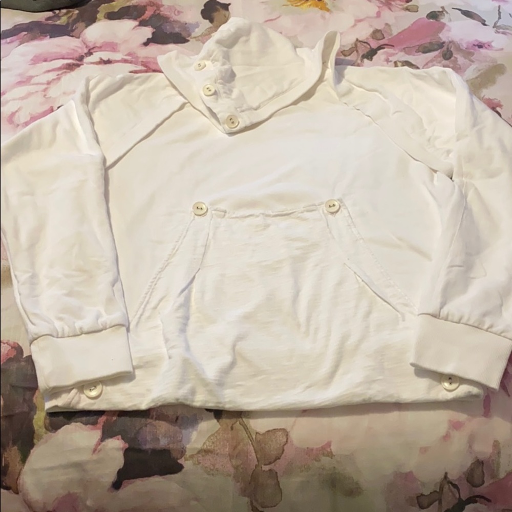 White hoodie with button details